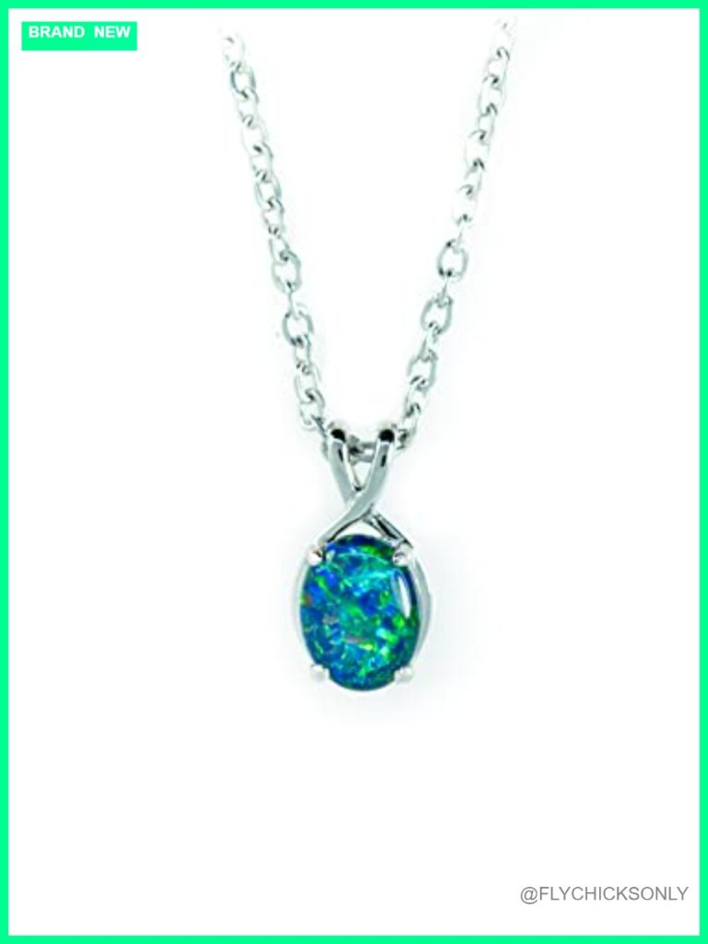 Australian Triplet Opal Necklace Pendant Sterling Silver White Gold Plated